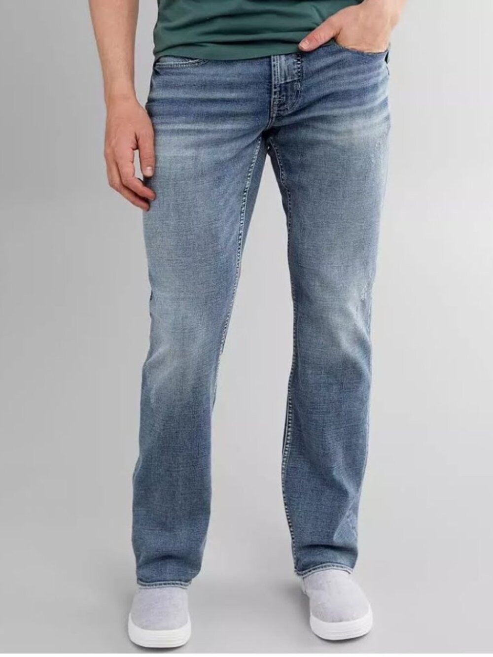 Departwest Seeker Straight Stretch Jeans Men’s 30R Buckle Light Wash Casual